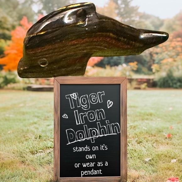 Tiger Iron Standing Dolphin - Picture 2 of 5